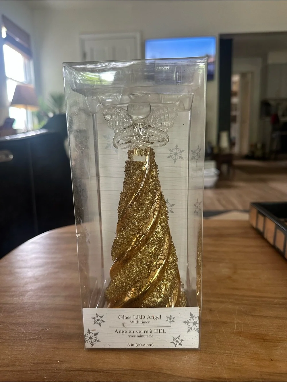 Pier 1 Gold Glass LED Angel Tree Topper new in box
